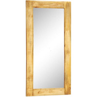 vidaXL Rectangular 47.2"X23.6" Wall Mirror with Solid Mango Wood Frame, Scandinavian Farmhouse Style, Wall-Mounted or Leaning, Ideal for Cloakroom, Bedroom, and Entrance Hall