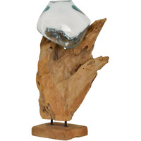 Cohasset Gifts 648-60 Cohasset Standing Molten Sculpture, Approximately 24" Tall, Natural Wood and Recycled Glass