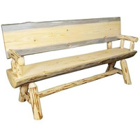 Montana Woodworks Montana Collection Half Log Bench with Back and Arms, Exterior Finish, 6 Foot