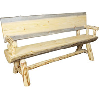 Montana Woodworks Montana Collection Half Log Bench with Back and Arms, Exterior Finish, 5 Foot