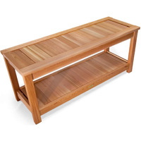 All Things Cedar SB39 Small Cedar Sauna Bench | Handcrafted Western Red Cedar | Ample Sitting Space & Lower Storage Shelf | Full Cedar Wood Sanded Finish | Indoor & Outdoor Use (39x15x18)