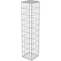 vidaXL Gabion Basket with Lids, Galvanised Steel Gabion Wall, Rectangular Gabion Cage for Garden, High Load Capacity, 7.9"x7.9"x39.4"