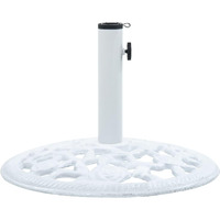 vidaXL 26.5lb Round Umbrella Base for Outdoor, Deck, Patio Parasol Base for 1.4"/1.5"/1.9" Pole Sizes, Heavy-Duty Cast Iron, Classic Design, 18.9"x13" White