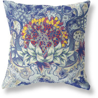 Amrita Sen Vase Sunflower Matches Suede Zippered Pillow with Insert Blue Gray Yellow Red