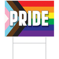 Beistle Corrugated Plastic Outdoor LGBTQ Rainbow Yard Sign Lawn Dcor With Stake, Pride Flag Party Decorations