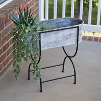 CTW Home Collection Farmhouse Washtub Bin Planter, 26-inch Length, Metal, Outdoor Decoration