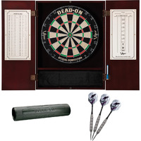 Viper Metropolitan Mahogany Steel Tip Dartboard Cabinet, Viper Dead-On Bristle Dartboard, Viper Underground Raven Steel Tip Darts 25 Grams, and Viper Vinyl Dart Mat