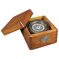 Authentic Models Lifeboat Compass in French Wood,Brown,4.7 x 3.3 x 4.7