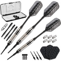 Viper Bobcat Adjustable Weight Soft Tip Darts with Storage/Travel Case: Nickel Silver Plated, Black Rings, 16-19 Grams