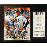 MLB New York Yankees Derek Jeter Last Hit Plaque, 12 x 15-Inch, Brown