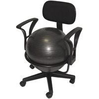 Deluxe Office Ball Chair, ergonomic chair, lockable wheels, with armrest, lower back support, phthalates-free ball, 16" arm rest to arm rest