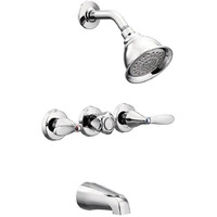 Moen Adler 3 Handles Tub and Shower Faucet Chrome Metal