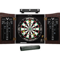 Viper by GLD Products Vault Cabinet with Shot King Sisal Dartboard, Padded Dart Mat & Shadow Buster Dartboard Lights, Black