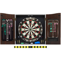 Viper by GLD Products Vault Deluxe Dartboard Cabinet with Shot King Sisal Dartboard and Illumiscore Scoreboard, Wood