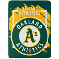 Northwest Oakland Athletics Blanket 46x60 Micro Raschel Dimensional Design Rolled