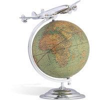 Desktop Model Airplane - On Top of the World Collectible Plane by Authentic Models, Aluminum Replica with World Globe and Stand for Vintage Home Decor, Aviation Gift for Adults and Teens (8.7 Inch)