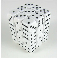 Chessex Manufacturing 25801 Opaque White with Black - 12 mm Six Sided Dice Set of 36