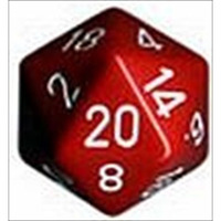 Chessex Manufacturing XQ2004 Opaque Single Jumbo 34 mm D20 Dice Red with White