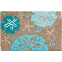 Aqua Sand Dollars On Gray Jellybean Accent Rug Beach Themed Rug 20"x30" Doormat