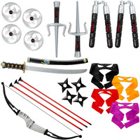 Dress Up America Ninja Weapons - Ninja Toys Includes Katana, Bow & Arrow, Eye Masks and More - Ninja Warrior Costume Accessory Set for Kids