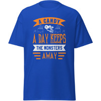 A Candy A Day Keeps The Monsters Away Halloween T-Shirt Design Blue   Size Medium(D0102Hgdnnw)