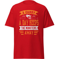 A Candy A Day Keeps The Monsters Away Halloween T-Shirt Design Blue   Size Medium(D0102Hgdnna)