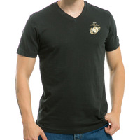 Military V-Neck Tee  Marines  Black  S