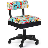 Arrow Sewing H6880 Adjustable Height Hydraulic Sewing And Craft Chair With Under Seat Storage And Printed Fabric  Sew Now Sew Wow Print