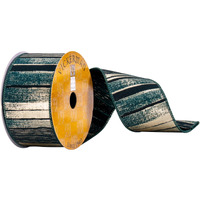 2.5""X10Yd Green/Gold Lines Ribbon