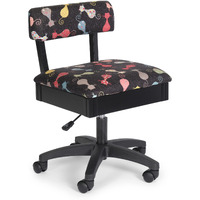 Arrow Sewing Hcat Adjustable Height Hydraulic Sewing And Craft Chair With Under Seat Storage And Printed Fabric  Black Cat Fabric