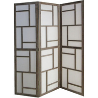 67 X 1.5 X 50 Gray Fabric And Wood  3 Panel Screen