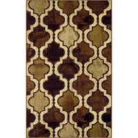 4' X 6' Coffee Quatrefoil Power Loom Distressed Stain Resistant Area Rug