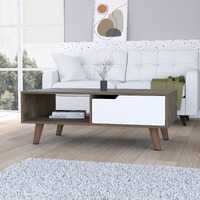 New Haven 1-Drawer 1-Shelf Rectangle Coffee Table Dark Brown And White(D0102H767Mj)