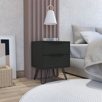 Mansfield 2-Drawer Rectangle Nightstand Black Wengue(D0102H76Xht)