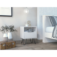 Eagle Creek 1-Shelf 1-Drawer Nightstand White(D0102H767Ij)