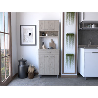 Santa Maria 1-Drawer 1-Shelf Area Pantry With Adjustable Metal Legs Light Grey(D0102H76Hv2)