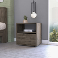 Sauvie 1-Shelf Nightstand Dark Brown(D0102H767D2)