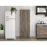 Buxton Rectangle 2-Door Storage Tall Cabinet Dark Brown And Black Wengue(D0102H76X86)