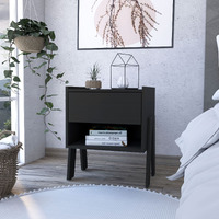 Hosley 1-Drawer 1-Shelf Nightstand Black Wengue(D0102H76H48)