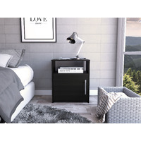 Florian 1-Shelf Nightstand Black Wengue(D0102H76Hdt)