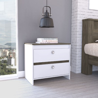 Marion 2-Drawer Nightstand White And Dark Brown(D0102H76X0J)