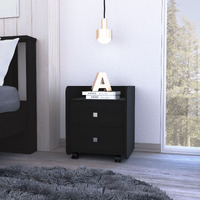 Lakewood 1-Shelf 2-Drawer Nightstand Black Wengue(D0102H7677P)