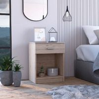 Merimac 1-Drawer 1-Shelf Nightstand White(D0102H767P8)