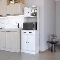 Palmer 2-Door Cabinet Microwave Kitchen Pantry In White(D0102H55Lg6)