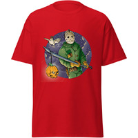 Halloween Jason With Spear Fashion Red T-Shirt Merchyprint  Size M(D0102Hgd4Yw)