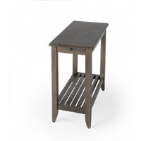 24 Brown Gray Rectangular End Table With Shelf