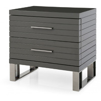 23 Silver And Gray Two Drawer Nightstand