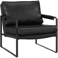 27 Black Faux Leather And Metal Arm Chair