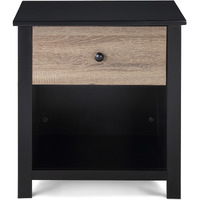 24 Black And Tan One Drawer Nightstand