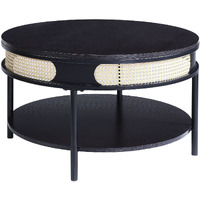 32"" Black Melamine Veneer Round Coffee Table With Shelf